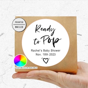 Ready To Pop Popcorn Favor Sticker, Baby Shower Labels,  Party Favor Labels, Thank You Baby Shower Stickers