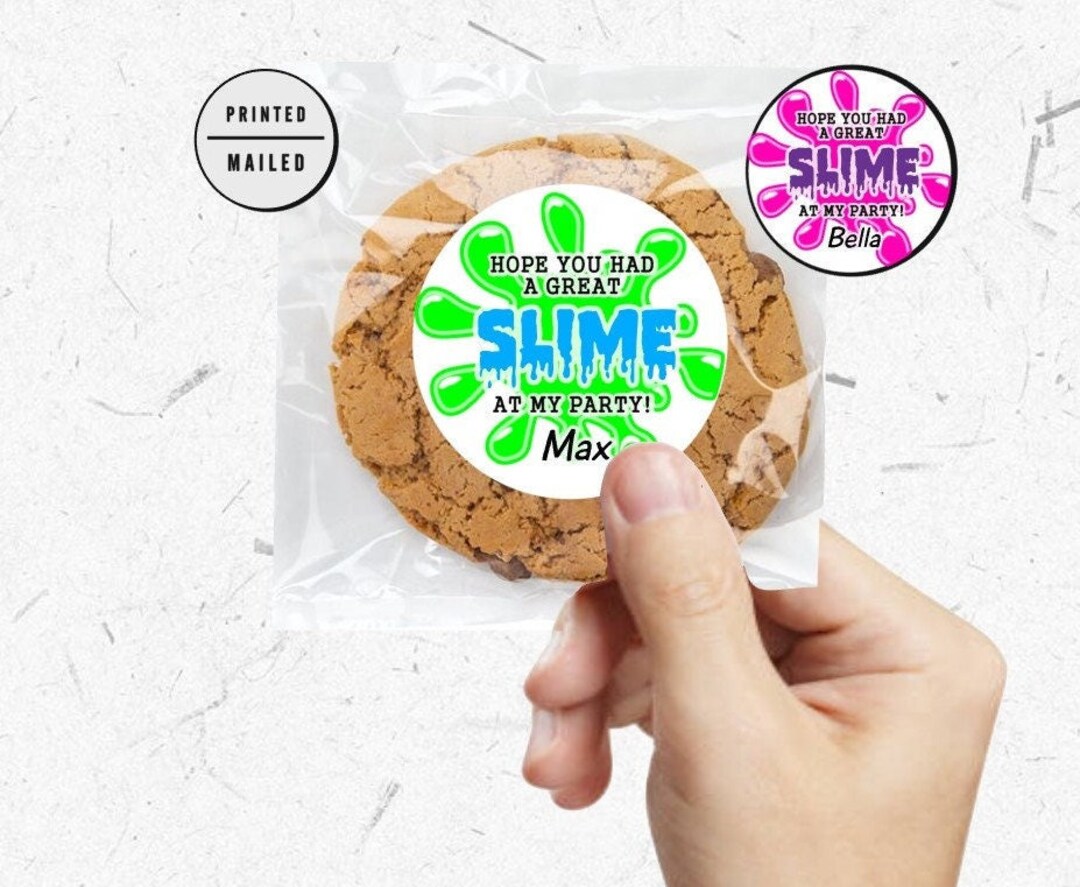 Slime Birthday Party Favor Stickers, Personalized Stickers for Homemade ...