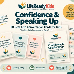Tarjetas de confianza para niños / 30 tarjetas de conversación para desarrollar la comunicación y las habilidades sociales / Imprimibles para niños de 7 a 11 años