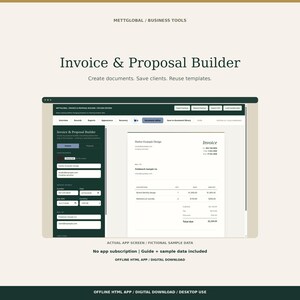 Strumento offline per la creazione di fatture e preventivi, con clienti e modelli salvati.