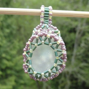 Seaglass Woven Bead Pendant image 1