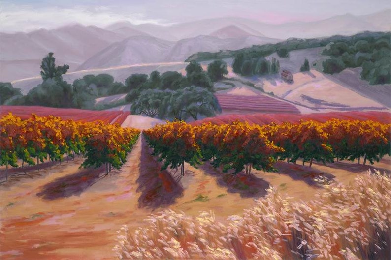 Ceramic Art Tile CA by Laurel Sherrie Gibbs/' Vineyard in Paso Robles