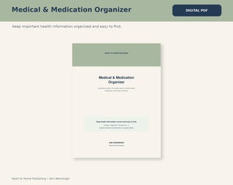 Medical and Medication Organizer Printable & Fillable PDF, Senior Health Binder, Caregiver Medical Planner