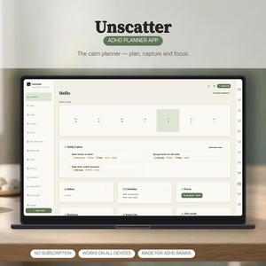 Unscatter ADHS-Planer-App | Planer für exekutive Funktionen für Erwachsene | Fokus-Timer, Aufgabenmanager, Gewohnheitstracker, kein Abo erforderlich