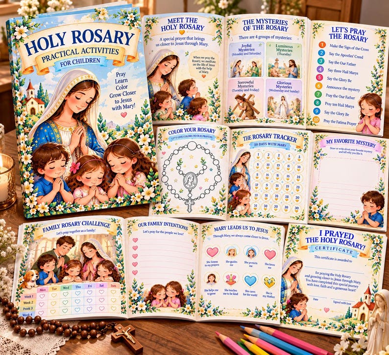 Rosary for Kids Printable | 20 Mysteries | Catholic Prayer Activity ...