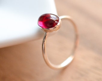 Sterling Silver Ruby Ring // Lab Created Ruby Stacking Ring // July Birthstone Ring // Ruby Cocktail Ring // Silver Ruby Stacking Ring