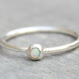 Sterling Silver Opal Stacking Ring - October Birthstone