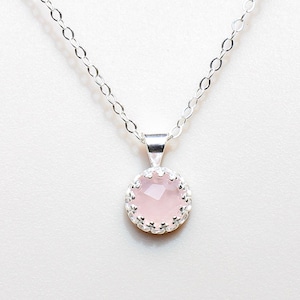 Sterling Silver Rose Quartz Necklace // Gift for He