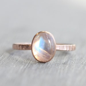 Rainbow Moonstone RIng // Rose Gold Moonstone Ring // Rose Gold Ring // Moonstone Stacking Ring // 14K Rose Gold Filled Moonstone Ring image 3