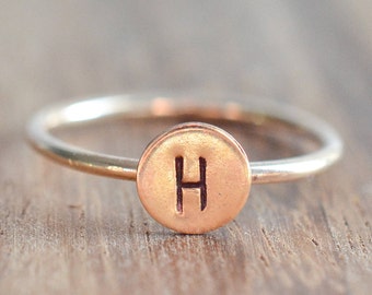 Gold Initial Ring // 14k Gold Filled Letter Ring // Initial Stacking Ring // Personalized Gold Ring