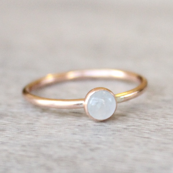 Rose Gold Aquamarine Ring // Genuine Aquamarine Stacking Ring // March Birthstone Ring // Rose Gold Filled Ring // Sky Blue Stone Ring