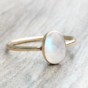 pear moonstone ring with 5 round stone stacker Rainbow moonstone stacking set 925 sterling silver