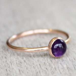 Rose Gold Amethyst Ring February Birthstone Rose Gold Stacking Ring 5mm Amethyst Stacking Ring 14K Rose Gold Filled Gemstone Ring image 3