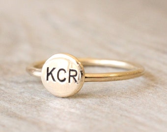 Gold Initial Ring // Gold Filled Letter Ring // Stacking Ring with Initials // Personalized Engraved Gold Ring // Monogram Ring