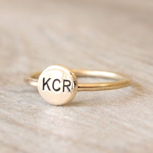 Gold Initial Ring // Gold Filled Letter Ring // Stacking Ring with Initials // Personalized Engraved Gold Ring // Monogram Ring