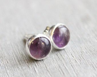 Sterling Silver Amethyst Earrings // Amethyst Studs // February Birthstone Earrings // 6mm Gemstone Earrings // Silver Gemstone Studs