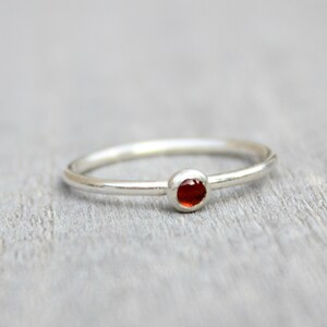 Sterling Silver Garnet Stacking Ring: January Birthstone