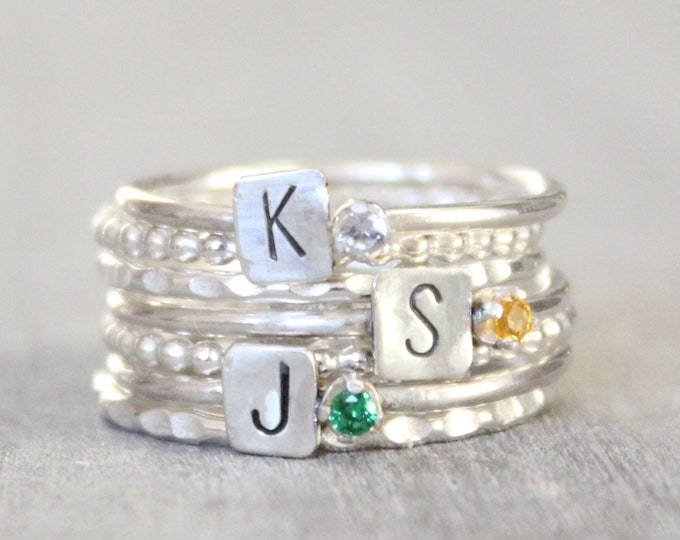 Ring for chevroom Sterling Silver Mother/'s ring with 4 genuine stones
