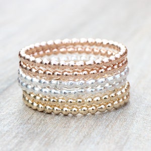 Bead Stacking Rings // Create Your Own Stacking Ring Set // Sterling Silver, Rose Gold Filled or Yellow Gold Filled Stackable Rings