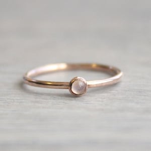 Rose Gold Filled Mondstein Ring: 3 mm Juni Geburtsstein Stapelring