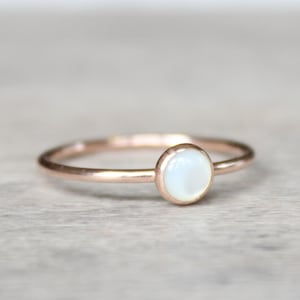 Rose Gold Filled Pearl Ring: June Birthstone Stacking Ring
