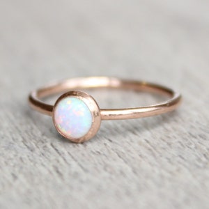 Rose Gold Opal Ring // 14k Rose Gold Filled Opal Ring // October Birthstone Ring // Gemstone Stacking Ring Birthstone Jewelry