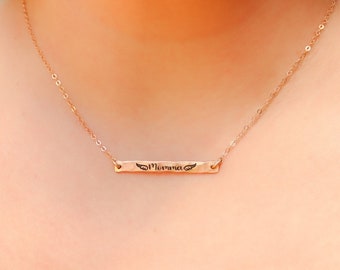 Everyday Bar Necklace in Sterling Silver, 14K Gold Filled, or 14K Rose Gold Filled // Personalized Custom Engraved Bar Necklace Gift for Her