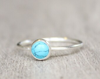 Sterling Silver Turquoise Ring // Genuine Turquoise Ring // December Birthstone Ring // Sterling Silver Gemstone Ring