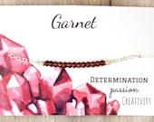 Garnet Bracelet Garnet and .925 Sterling Silver Bracelet January Birthstone Bracelet Sterling Silver Gemstone Bar Bracelet