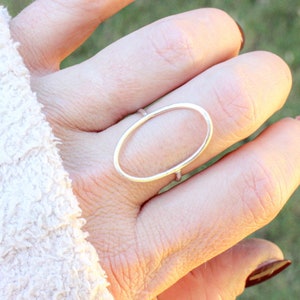 Sterling Silver Open Oval Ring: Large Minimalist Jewelry