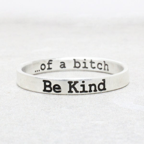 Be Kind Sterling Silver Engraved Ring -  Personalized Affirmation Ring - Custom Stacking Ring
