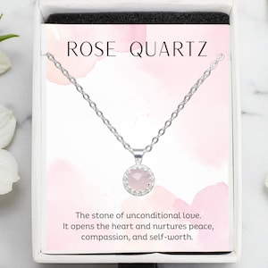 Sterling Silver Rose Quartz Necklace // Healing NecklaceGift for Her