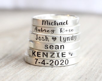 Sterling Silver Name Ring -  Personalized Ring - Custom Stacking Ring - Engraved Ring