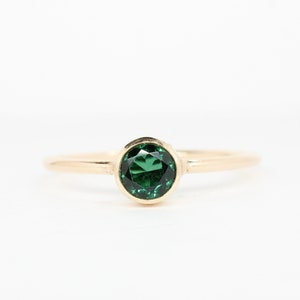 Lab Emerald Stacking Ring in 14K Gold Filled // 5mm Faceted Gemstone May Birthstone Ring image 1