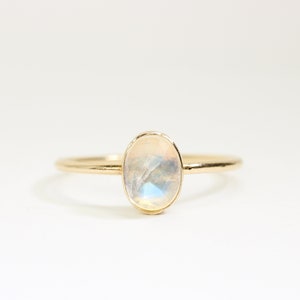 Rainbow Moonstone RIng // Gold Moonstone Ring // Oval Moonstone Ring // Moonstone Stacking Ring // 14K Gold Filled Moonstone Ring