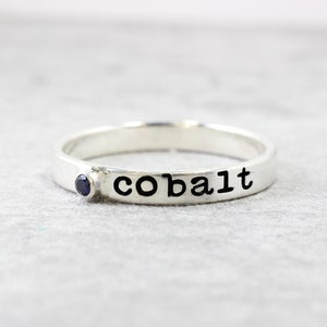 Sterling Silver Name Ring: Custom Engraved Band with Lab Sapphire