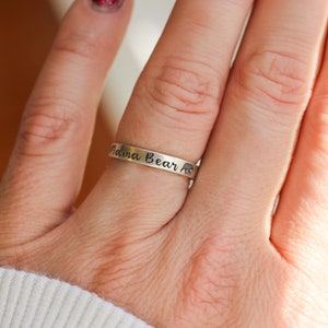 Sterling Silver Mama Bear Engraved Stacking Ring