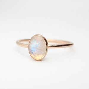 Rose Cut Moonstone Ring //Rose Gold Moonstone Ring // Oval Moonstone Ring // Moonstone Stacking Ring // 14K Gold Filled Moonstone Ring