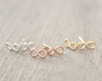 Kleine Infinity Ohrstecker: 14K Gold Filled, Roségold, Sterling Silber