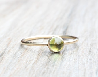 Gold Peridot Ring // Yellow Gold Filled Gemstone Ring // August Birthstone Ring // Stacking Ring // 14K Gold Filled Ring