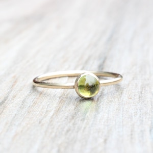 14K Gold Filled Peridot Ring: August Birthstone Stacking Ring
