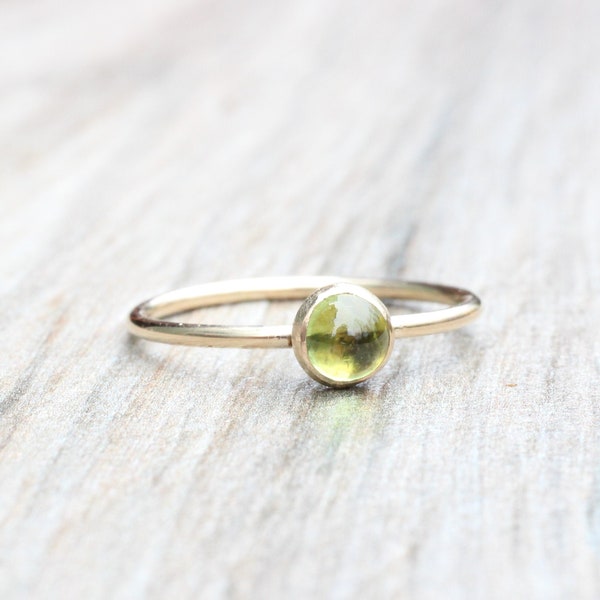 Gold Peridot Ring // Yellow Gold Filled Gemstone Ring // August Birthstone Ring // Stacking Ring // 14K Gold Filled Ring