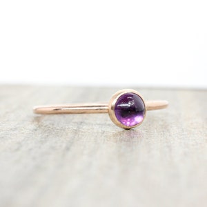 Rose Gold Amethyst Ring February Birthstone Rose Gold Stacking Ring 5mm Amethyst Stacking Ring 14K Rose Gold Filled Gemstone Ring image 1