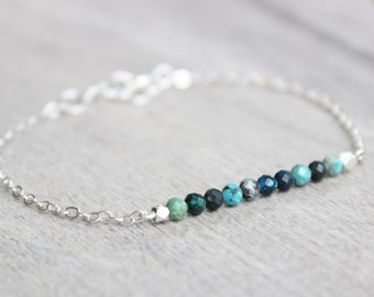 Turquoise Bracelet // .925 Sterling Silver Turquoise Bead Bracelet // December Birthstone Bracelet // Birthstone Jewelry / Gemstone Bracelet