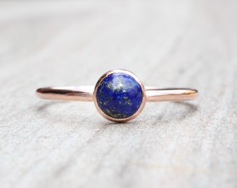 Rose Gold Lapis Ring // 14k Rose Gold Filled Lapis Lazuli Ring // September Birthstone Ring // Rose Gold Ring // Lapis Lazuli Stacking Ring