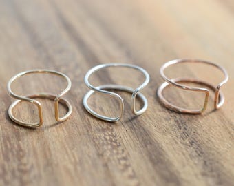 Any Size Double Knuckle Rings // Sterling Silver Midi Rings // Rose Gold Filled Midi Rings // Above the Knuckle // Adjustable Rings