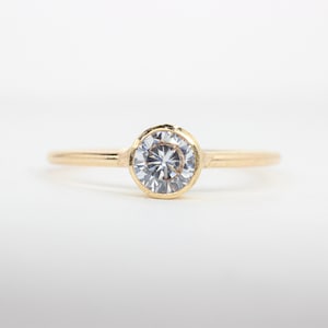 14K Gold Filled Stacking Ring: 5mm Cubic Zirconia April Birthstone