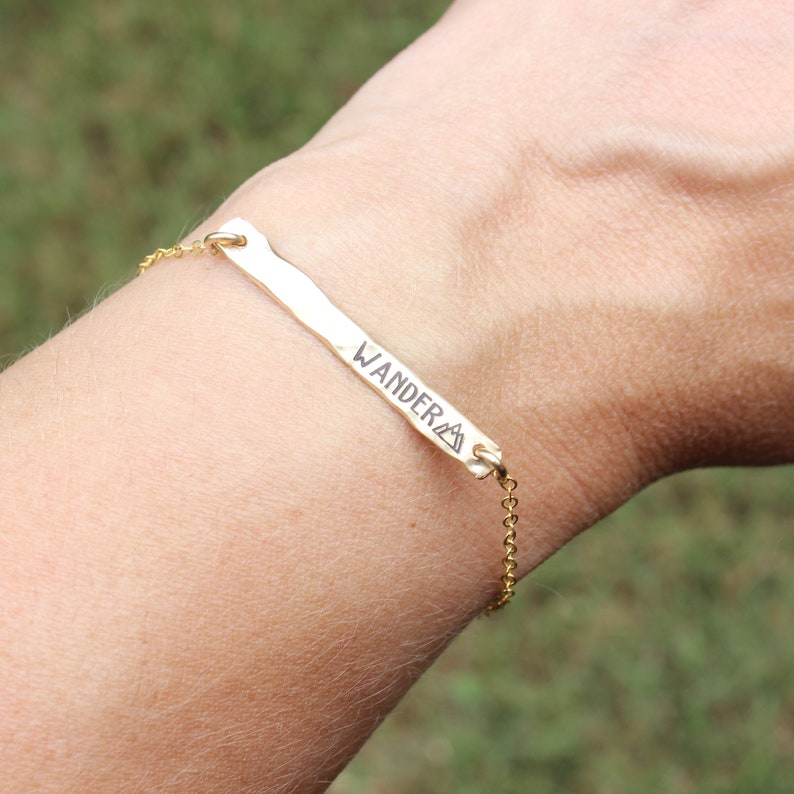 Everyday Custom Bar Bracelet in Sterling Silver, 14K Gold Filled, or 14K Rose Gold Filled Personalized Custom Engraved Bracelet Gift for Her image 3