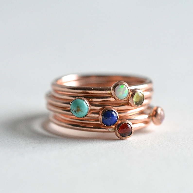 Rose Gold Opal Ring Set // 14K Rose Gold Filled White Opal - Etsy