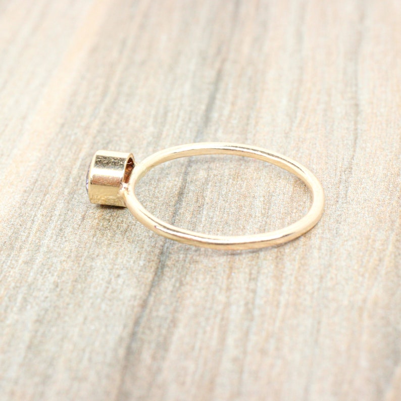 Lab Sapphire Ring // 5mm Faceted Gemstone September Birthstone Stackable Ring // 14K Gold Filled Stacking Ring image 5